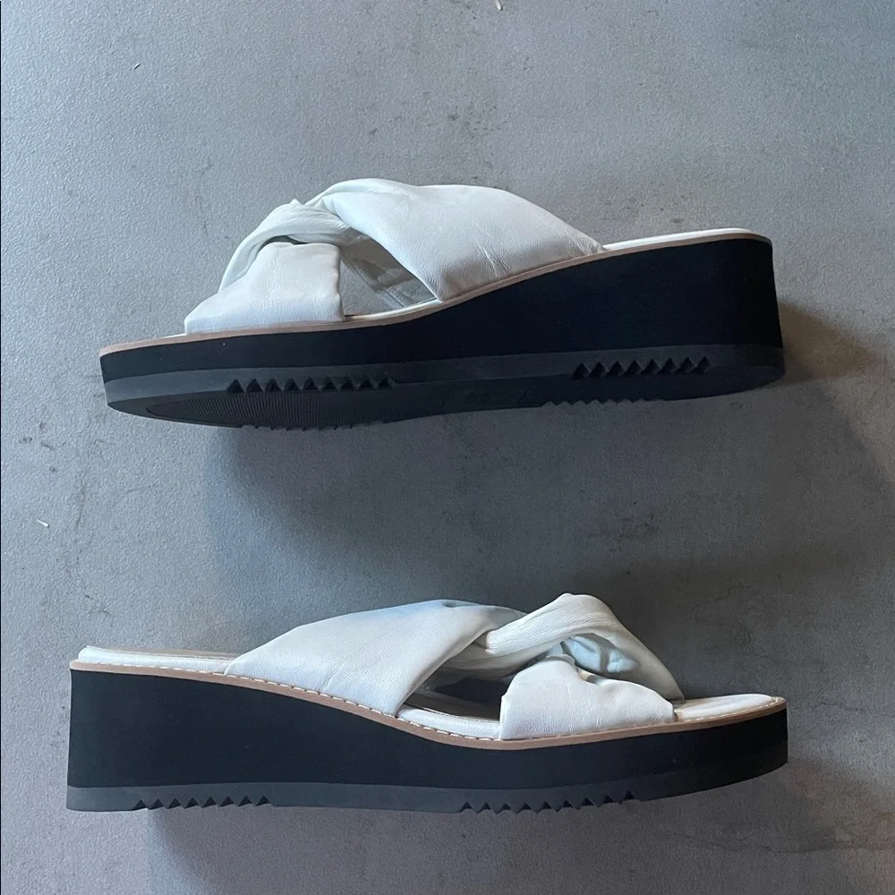 Eileen Fisher White and Black Wedge Sandals - Picture 3 of 5